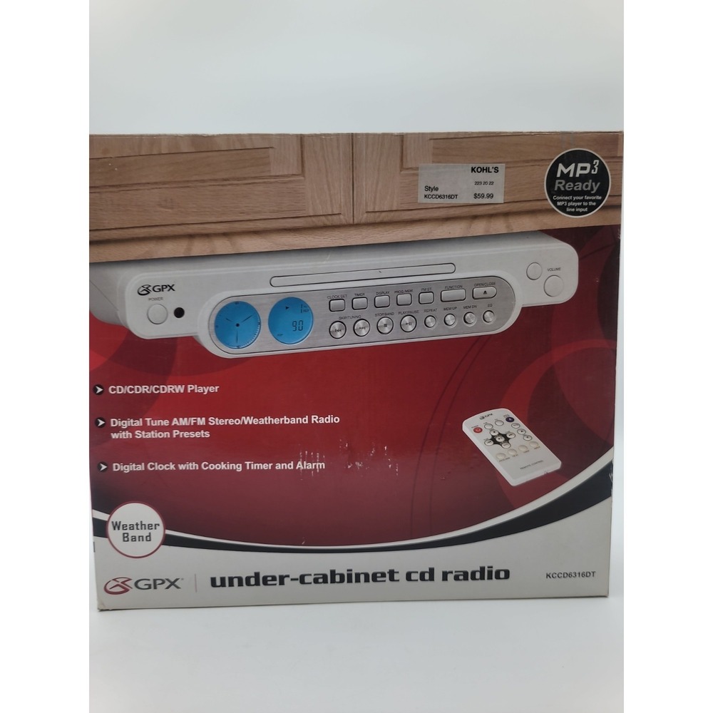 NEW! GPX Undercabinet CD CD-R CD-RW AM/FM Radio w/ Remote‎ Control Cooking Timer